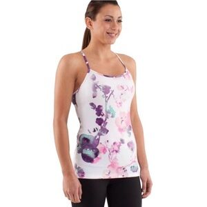 Lululemon White Power Y Blurred Blossoms Floral
Tank Top/Cami